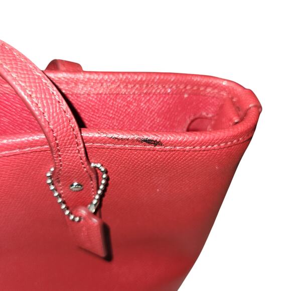 COACH Mini Leather City Zip Tote Purse True Red 22967 - PreOwned - Picture 7 of 7